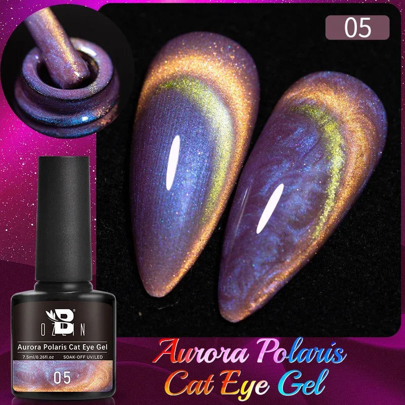 7.5ml Golden Gradient Cat Eye Nail Polish Gel Phototherapeutic Gel Soak Off Nail Magnetic Gel Polish Nail Art DlY
