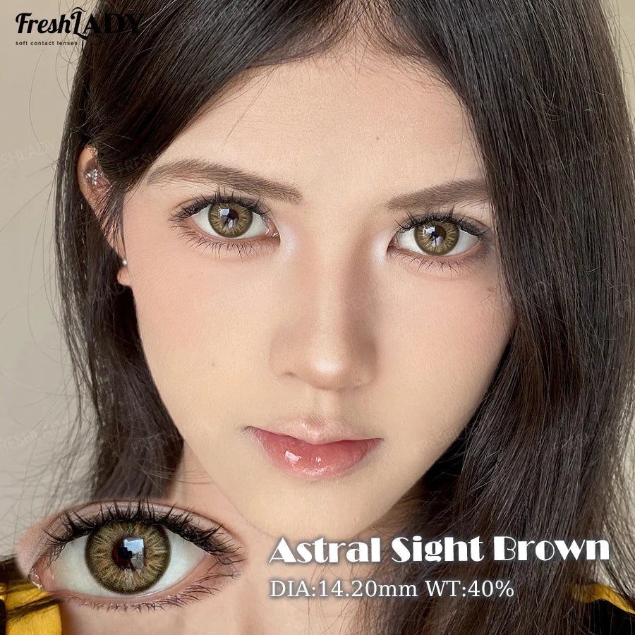 1 Pair Brown Colored Contact Lenses For Eyes Natural Gray Lenses Green Eyes Contact Makeup Beauty 14.20mm Yearly