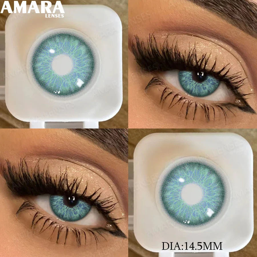 1 pair New Baby Blue Contact Lenses for Eyes Natural Brown Pupils Cosmetic Grey Lenses Green Lens Yearly Big Eyes 14.5mm