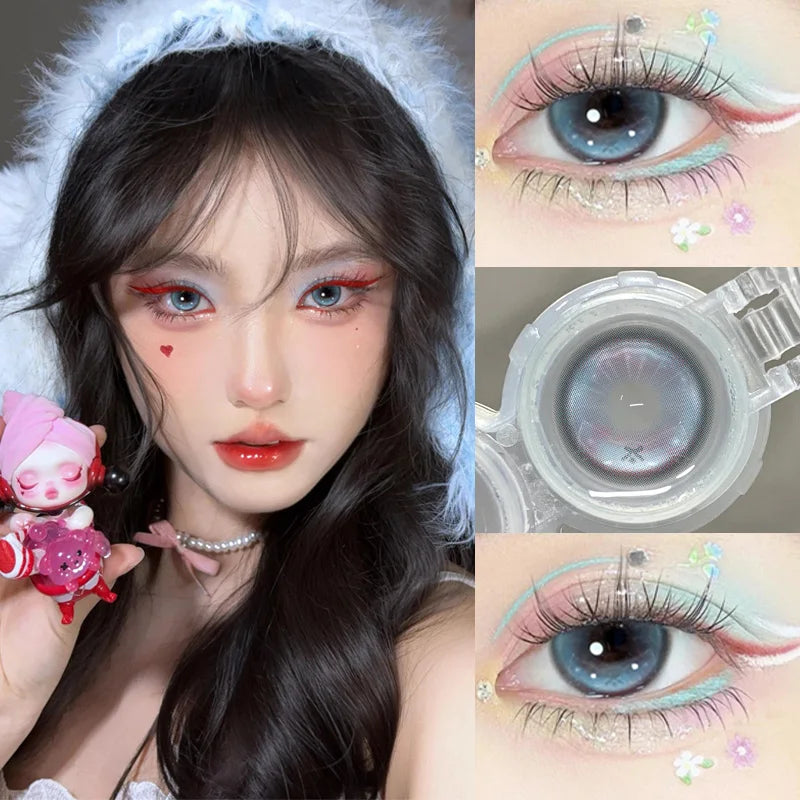 2 pcs New 0~-8.00 Myopia Lenses Brown Natural Color Contact Lenses for Eyes with Degree Korean Student Pink Beauty Pupil