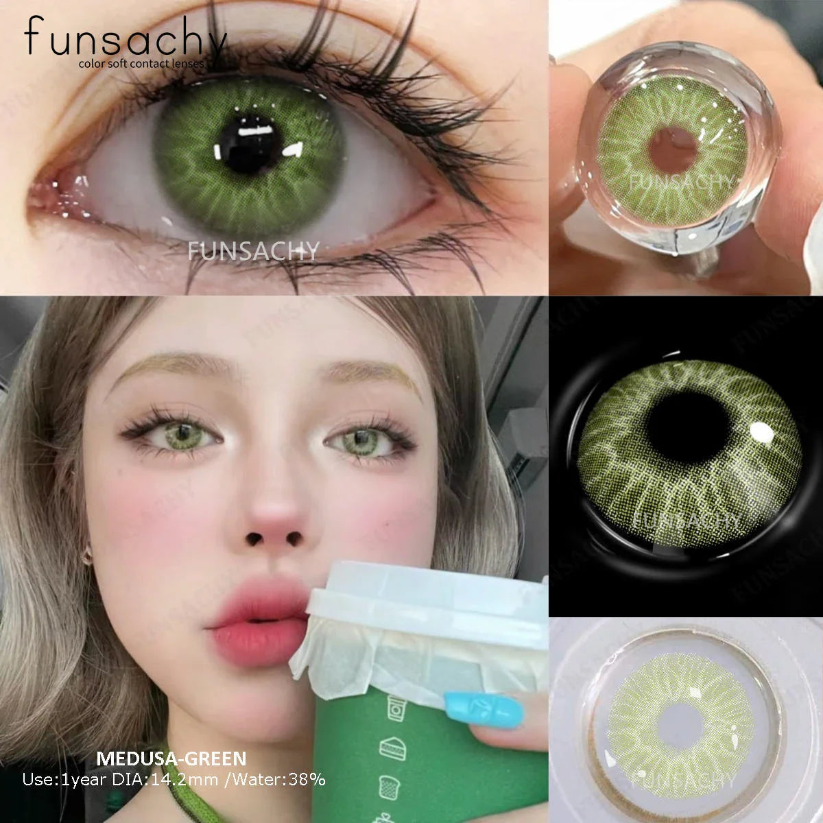 1 Pair Big Eyes Colored Contact Lenses Natural Brown Eyes Lens Gray Pupils Eyes Makeup Korean Style Contact Yearly Use
