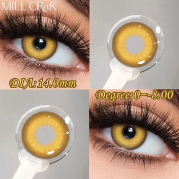 1 Pair Colorful Contact Lenses for Eyes Gold Eye Anime Cosplay Lenses With Prescription Myopia Lenses Green Iris Lens