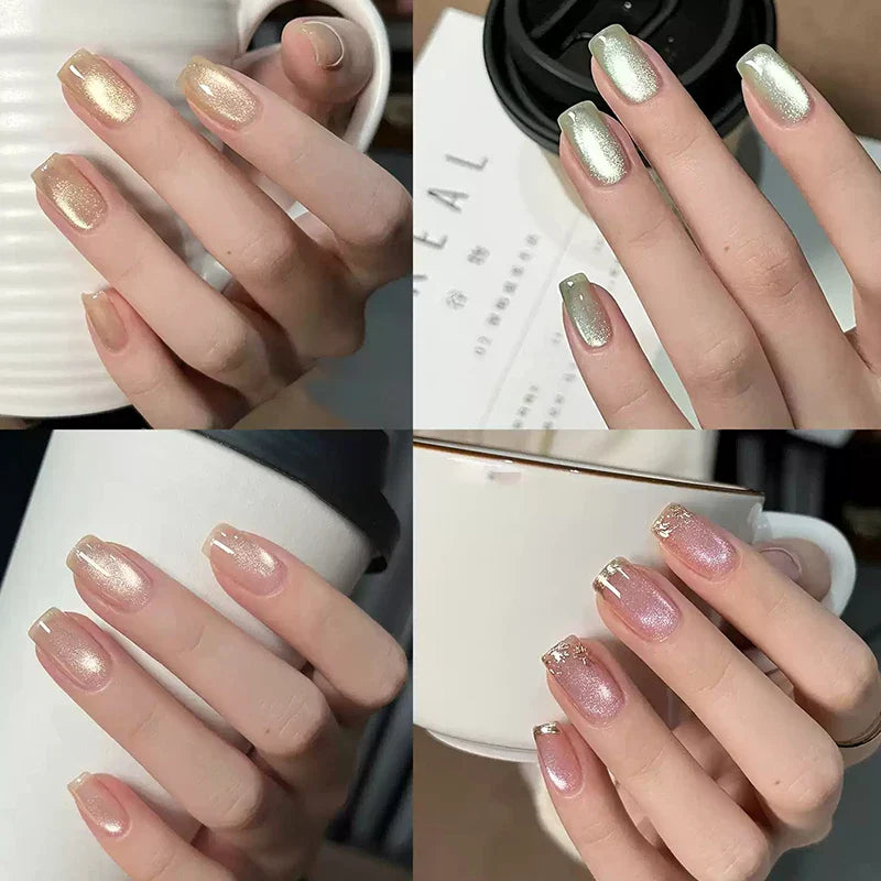 Pink Light Flow Cat Magnetic Gel Nail Polish 10ml Holographics Shining Line Magnetic Long Lasting DIY Salon Varinsh
