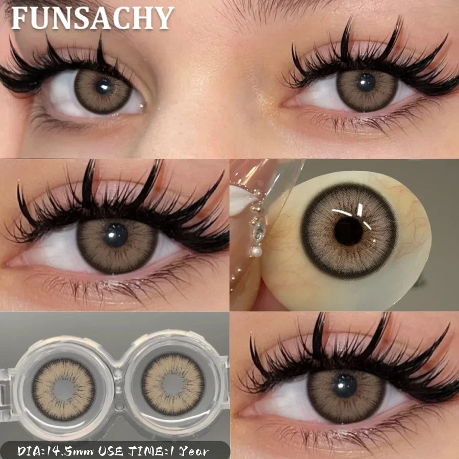 1 Pair Color Contact Eye Color Lenses Makeup Natural Black Lens Cosmetic Brown Eyes Lenses Woman Makeup Beauty Softlens