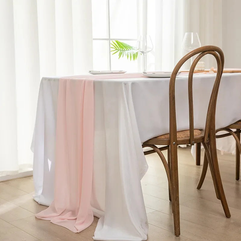 Beautiful Soft Chiffon Table Runner Tablecloth Wedding Bridal Party Home Decor Chair Sash Party Decoration Banquet Supplies 1pc