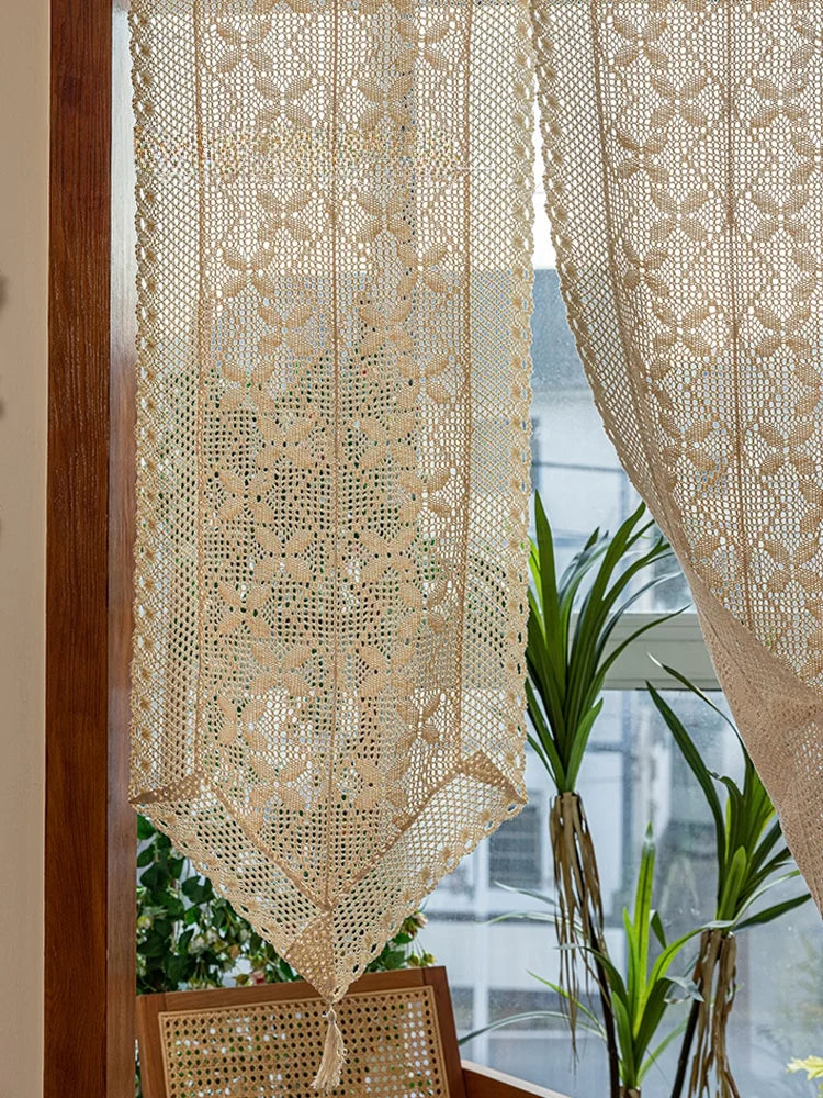 New American Style Semi Curtain Lace Door Curtain Luxury Sensation  Design Living Room Partition Home Use Curtain