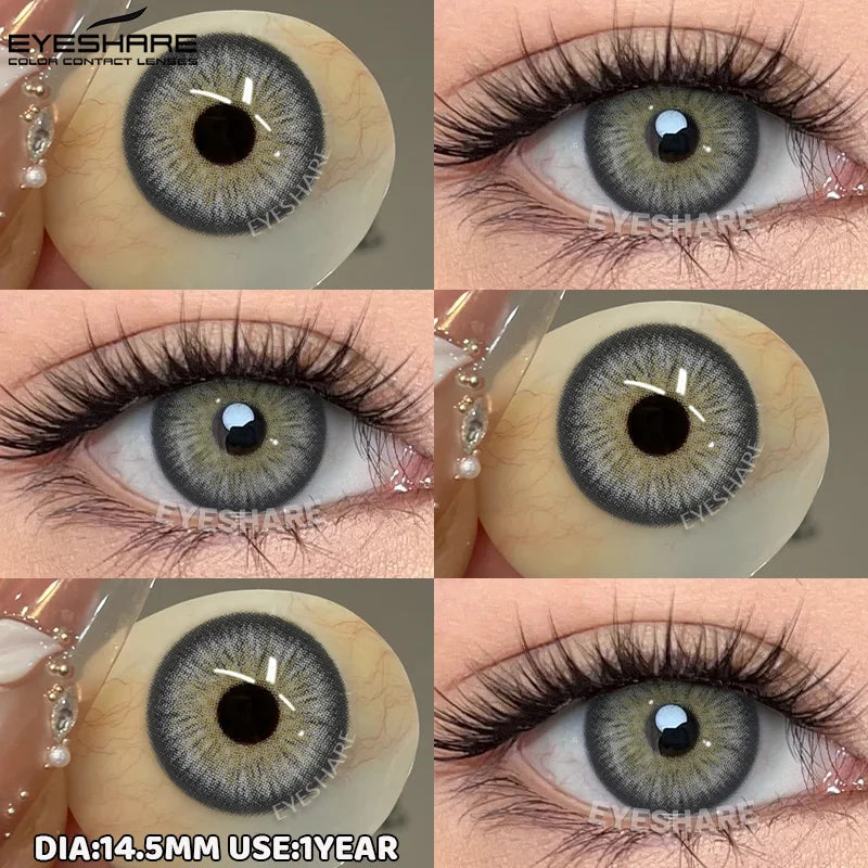 1pair/2pcs Blue Contact Lenses Color Contacts for Eyes Brown Eye Lenses Gray Lenses Yearly Cosmetic Makeup Eye Contacts