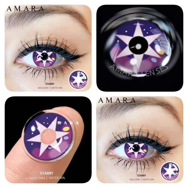 Yellow Contact Lenses for Eyes 2pcs Anime Cosplay Colored Lenses Purple Crazy Halloween Lenses Contact Lens Beauty Makeup