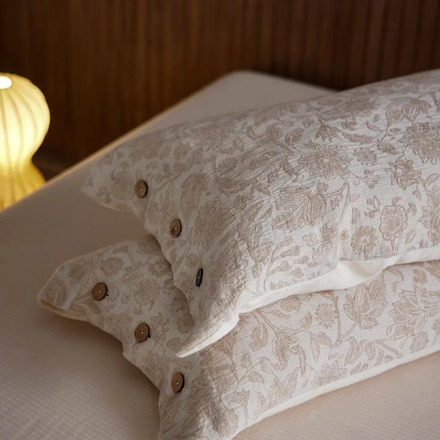 2 Pcs Class A  Linen Cotton Pillow Cases Wabi-sabi Aesthetic Beige Pillowcase for Bed Skin-friendly Bed Sleep Pillow Cover 48x74