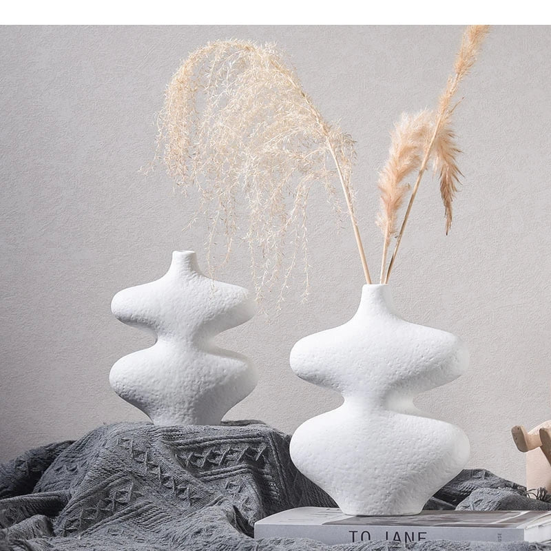 Ceramic Vase Abstract Geometric Crafts Floral Arrangement Accessories Flower Terrarium Pot Home Decoration