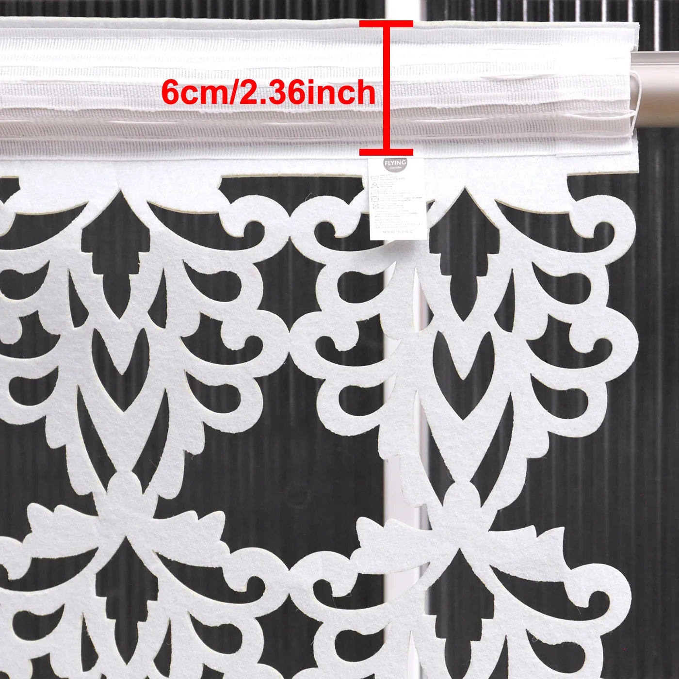 1PC Hollow Cut Lace Valance Curtain With Crystal Beads, Light Filtering Window Drape, For Kitchen Cafe, Sweet Housewarming Gift
