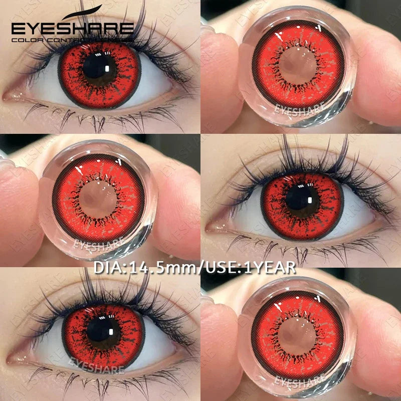 Halloween White Colored Contact Lenses Cosplay Crazy Red Contact Lenses Black Anime Eye Lenses White Beauty Makeup Lens