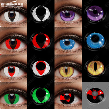 1 Pair yellow cosplay color contact lenses for eyes crazy Halloween cat Eye makeup Role playing Eye cosmetics red lens