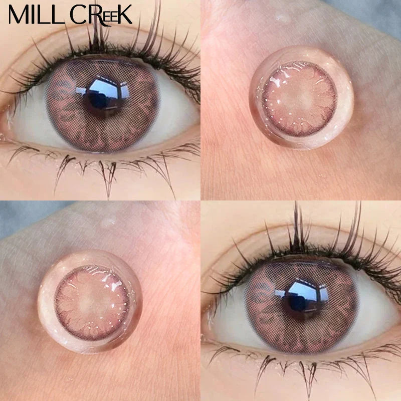 2pcs/Pair Color Contact Lenses Myopia Green Real looking Yearly Colored Lens Natural Dioptric Eye with Shimmer Degree Mill Creek