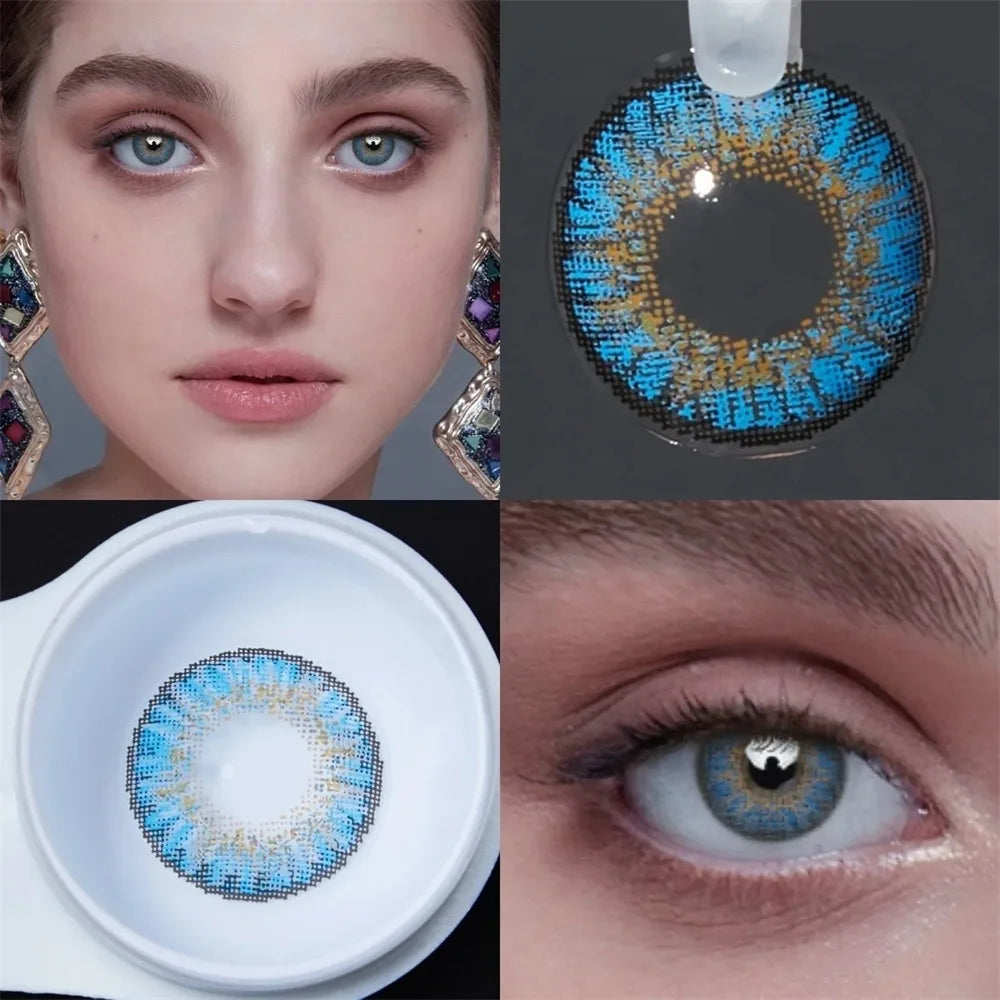 Eye Eyes Color Contacts Colored Contact Lenses Lens Small Pupil Beauty Cosmetic 3 Tones Green Daily 14.2mm 2Pcs 6 Months