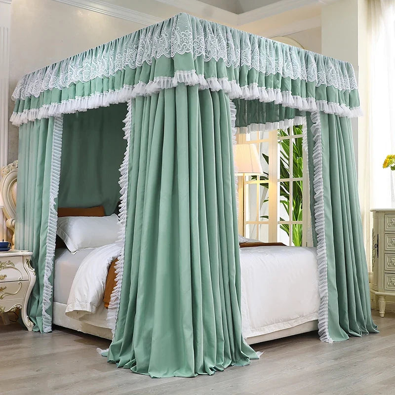 Princ Sle Double Layer Floor Length Court Mosquito Net Inteated Tee Door Opening Dust Proof Bed Curtain Bed Canopy
