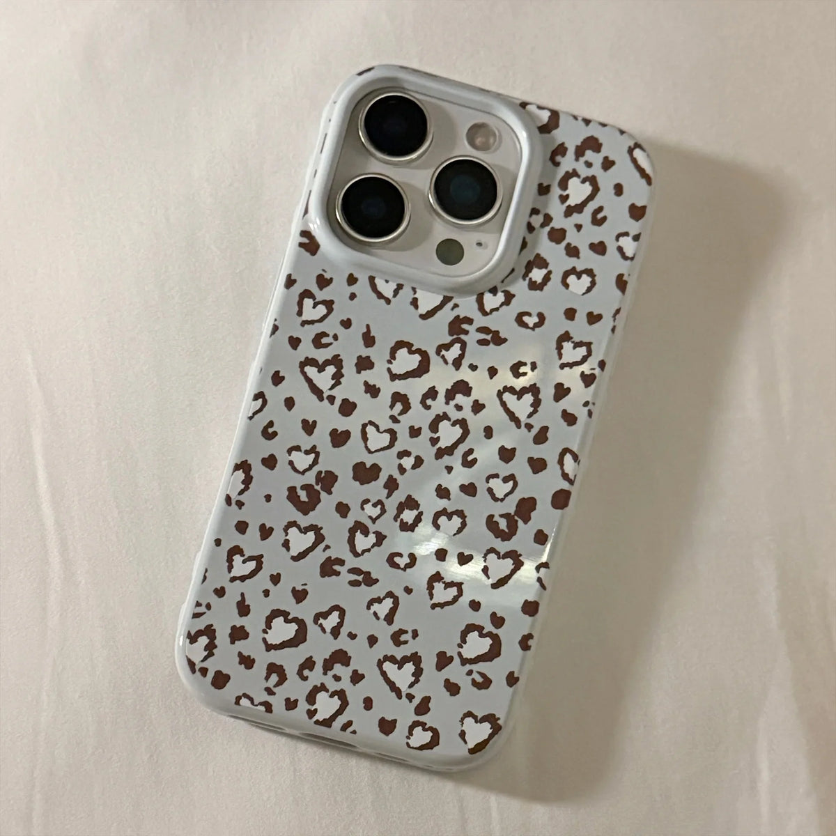 Stylish Retro Blue Leopard Print Love Heart Soft Phone Case For iPhone 16 15 14 13 12 17 Pro Max Shockproof Protective Cover