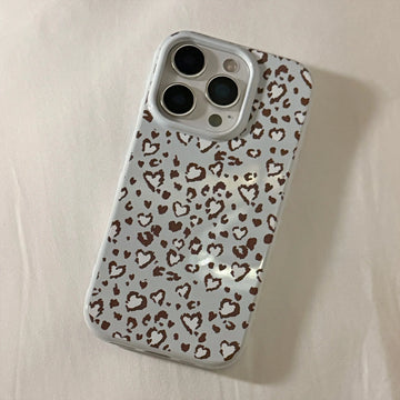 Stylish Retro Blue Leopard Print Love Heart Soft Phone Case For iPhone 16 15 14 13 12 17 Pro Max Shockproof Protective Cover