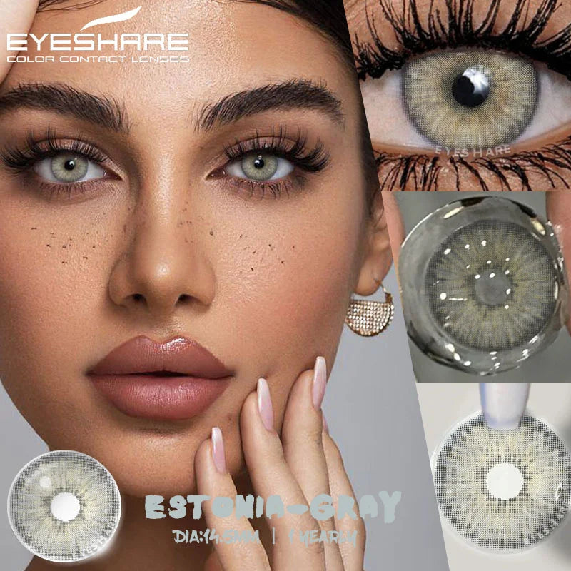 1Pair Color Contact Lenses for Eyes Blue Eye Lenses Natural Gray Pupils for Eyes Green Lenses Yearly Use Eye Contacts