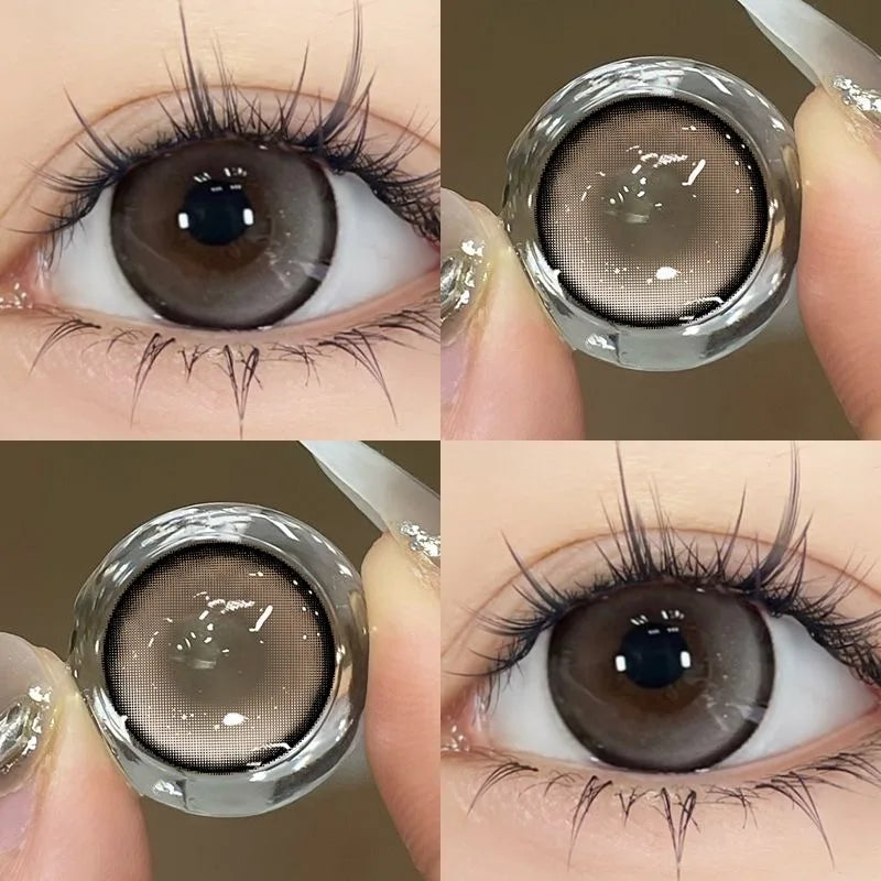 2pcs Big Eye Lenses Brown Lenses Contact Lenses for Eyes with Degree Prescription Black Beauty Pupils