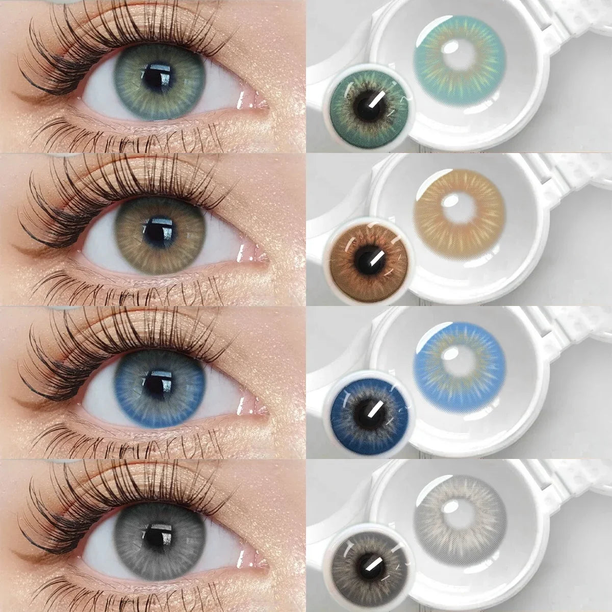 14.0mm Small Pupil Natural Sin Blue Green Colored Contact Lenses Half Yearly Soft Lens Fashion Cosmetic Eyewear Contacts