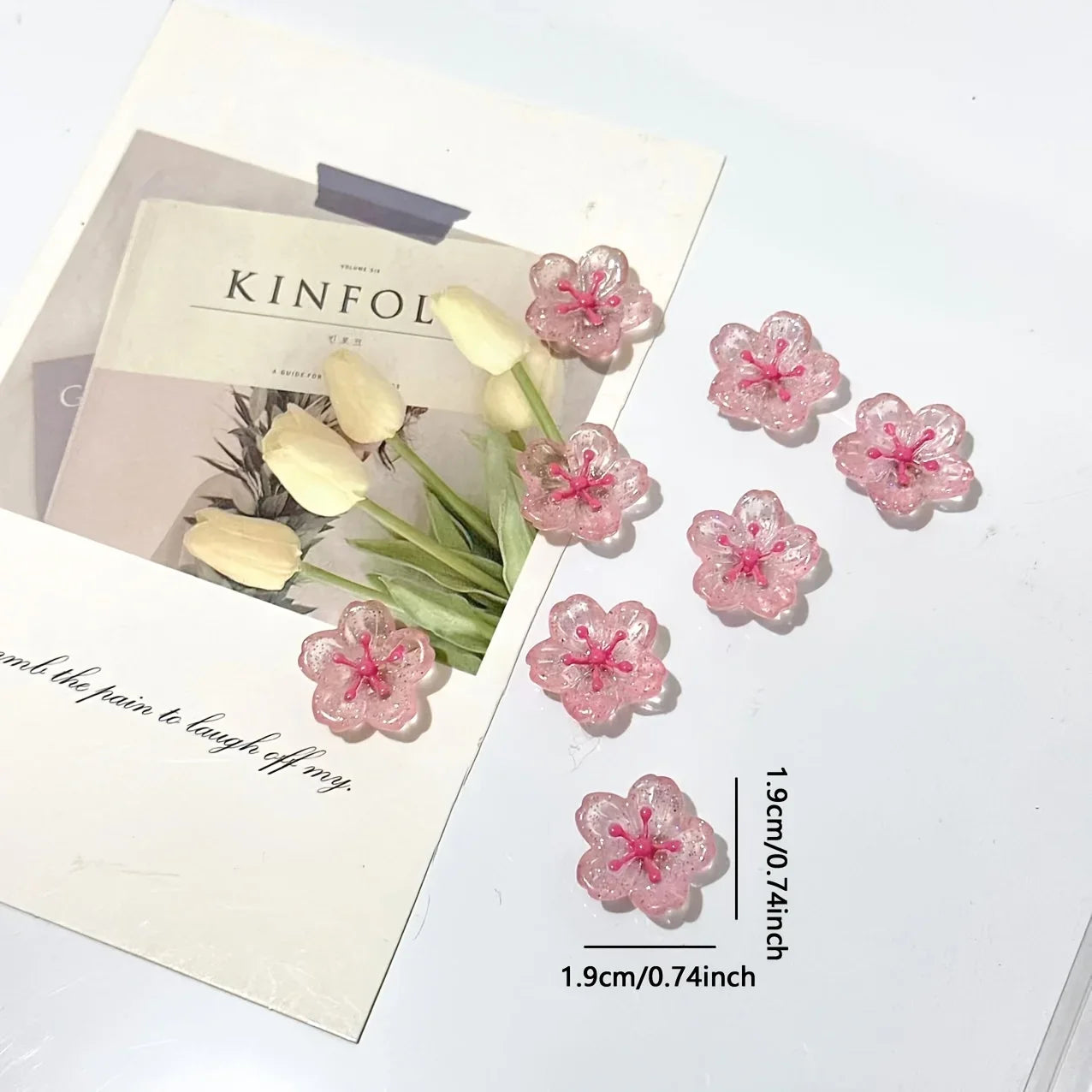 7pcs Pink Cherry Blossom Magnets, Cute Decorative Fridge Magnets for Office Whiteboard, Lockers, Dishwashers Kitchen Home Decor