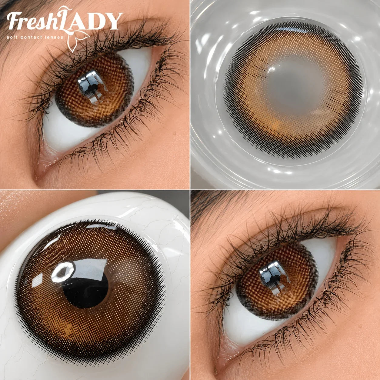 1 Pair Brown Colored Contact Lenses Natural Pupils Eyes Soft lenses Natural Beauty Eye Makeup Supplies 14.20mm Yearly