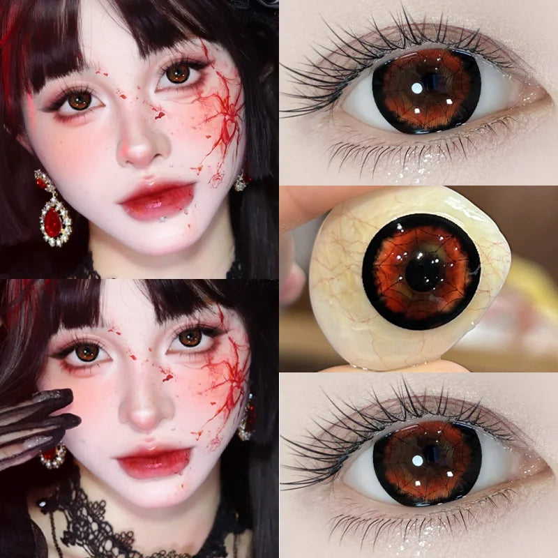 New 1pair Cosplay Colored Contact Lenses Myopia Pink Color Contacts with Power 6-12 Months  Halloween Anime