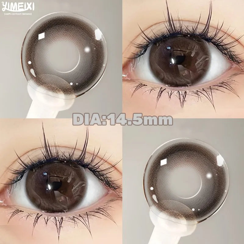 1 Pair Brown Eye Lenses Korean Natural Lenses Color Contact Lenses Eyes with Degree Gray Beautiful Pupil Fast Shipping