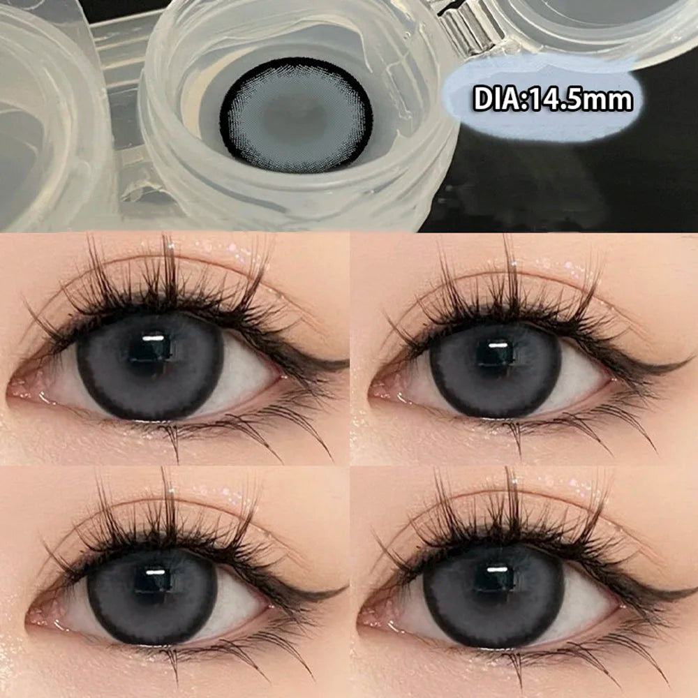 2pcs Contact Lenses With Degree Prescription Colored Pupils for Natural Effect Eyes Black Lenses Yearly Fast Shipping