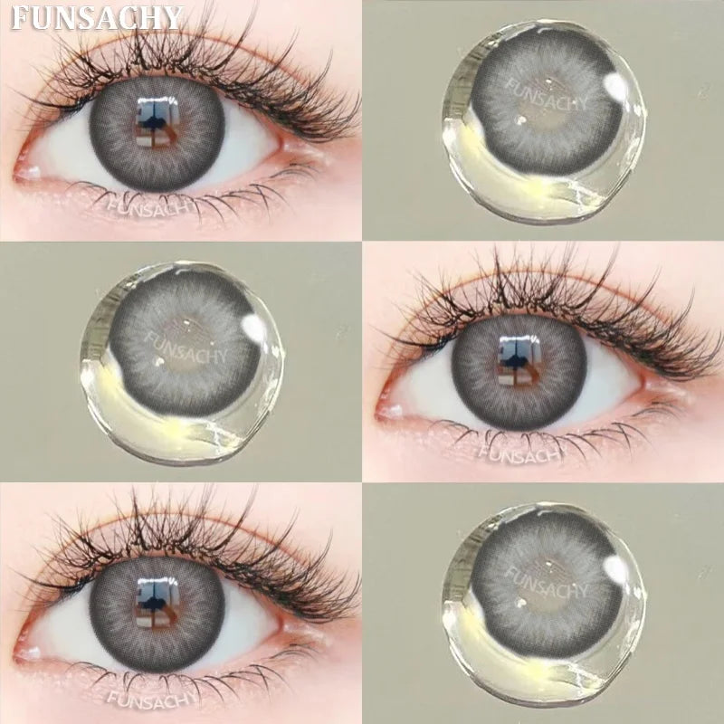 1pair Colorcon Contact Lenses Green Color Lens Natural Brown Eye Contacts Gray Pupils Beautiful Cosmetic Yearly Lenses
