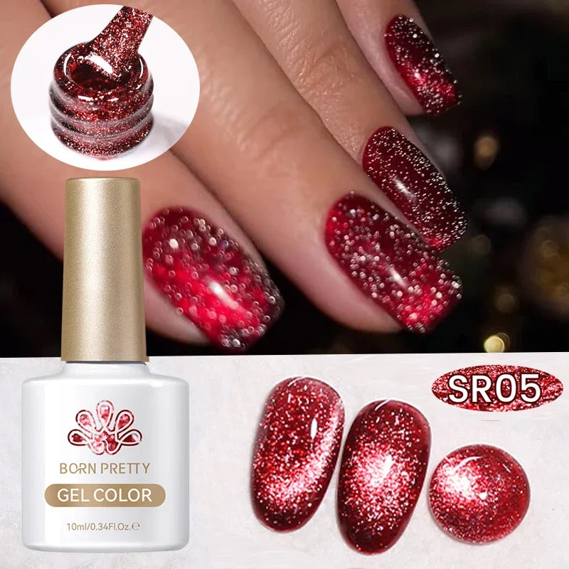 Pink Light Flow Cat Magnetic Gel Nail Polish 10ml Holographics Shining Line Magnetic Long Lasting DIY Salon Varinsh