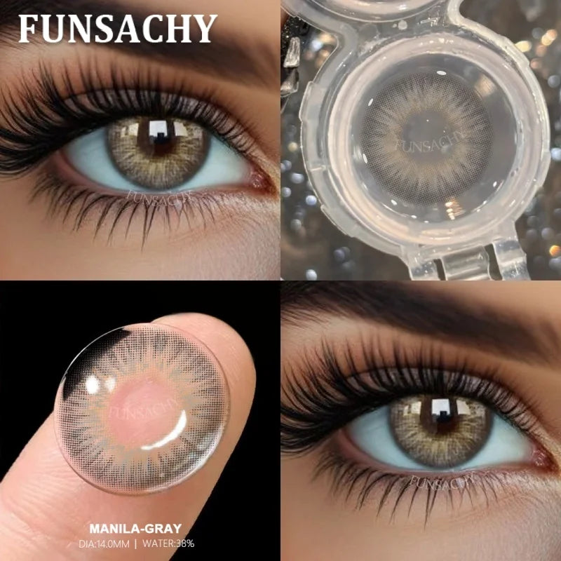 1 Pair New Color Contact Lenses Beautiful Pupil Fashion Soft Brown Black Small Diameter for Eye Grey Lenses for Student