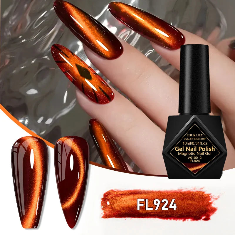 10ml Golden Gems Cat Magnetic Gel Nail Polish Gold Light Magnetic Semi Permanent Soak Off UV LED Gel Varnish Nail Supplies DIY