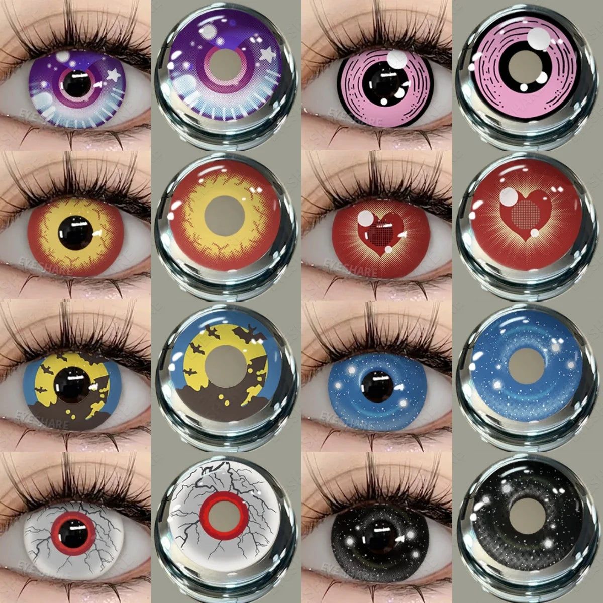 2pcs Cosplay Colored Contact Lenses Anime Contact Lenses Blue Eye Lenses Yearly Crazy Halloween Makeup Colorful Lens