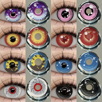 2pcs Cosplay Colored Contact Lenses Anime Contact Lenses Blue Eye Lenses Yearly Crazy Halloween Makeup Colorful Lens