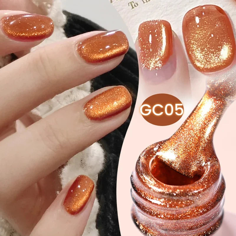 Pink Light Flow Cat Magnetic Gel Nail Polish 10ml Holographics Shining Line Magnetic Long Lasting DIY Salon Varinsh