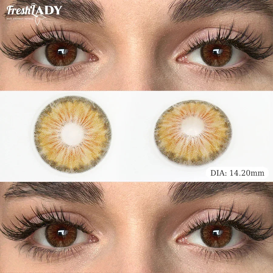 1 Pair Colored Contact Lenses Natural Brown Pupils Eyes Contact lenses Green Soft Contacts 14.20mm