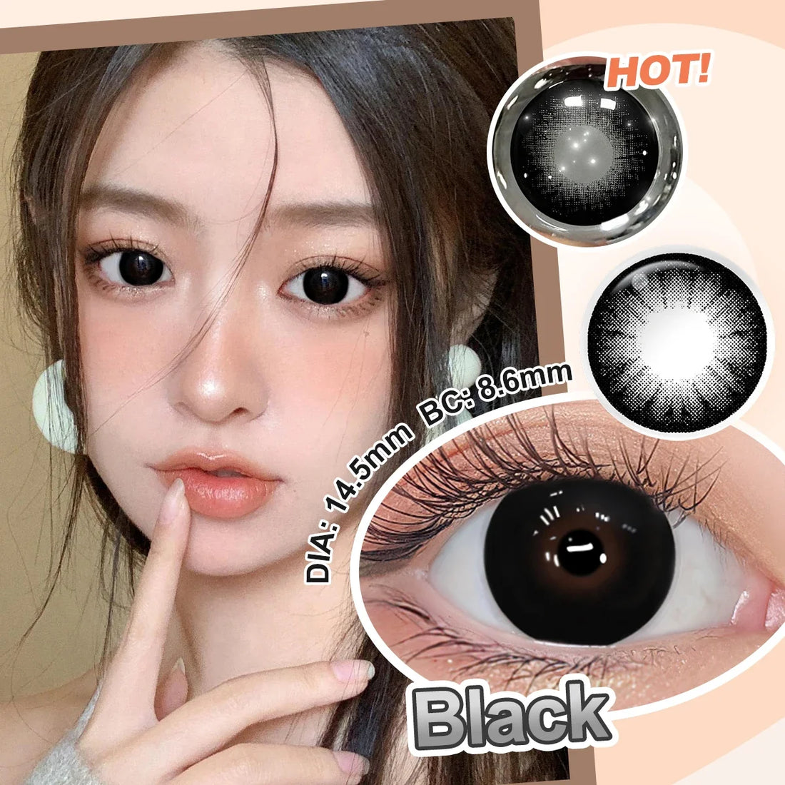 14.0/14.2/14.5mm Black Series Colored Eye Contacts Cover Original Eye Color Myopia Contact Lens 6 Months