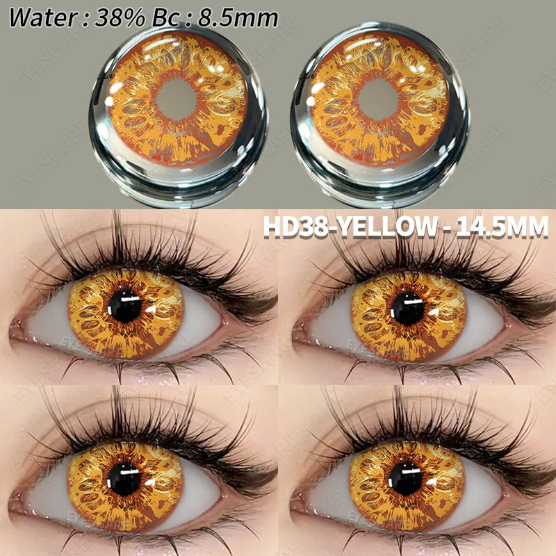Cosplay Color Contact Lenses Halloween Contact Lenses for Eyes 2pcs Blue Color Contacts Anime Accessories Yellow Lenses