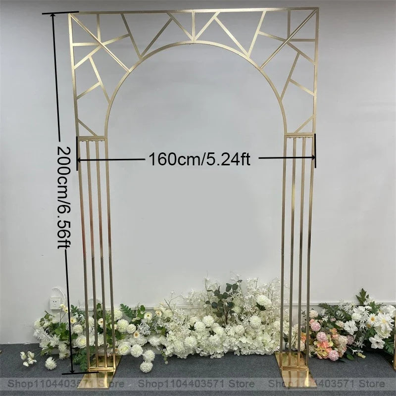 1pcs/3pcs Shining Gold Mirror Chuppah Acrylic Backdrop Stand for Wedding Decoration Flower Stand Walkway Pillar 2M/2.4M Tall