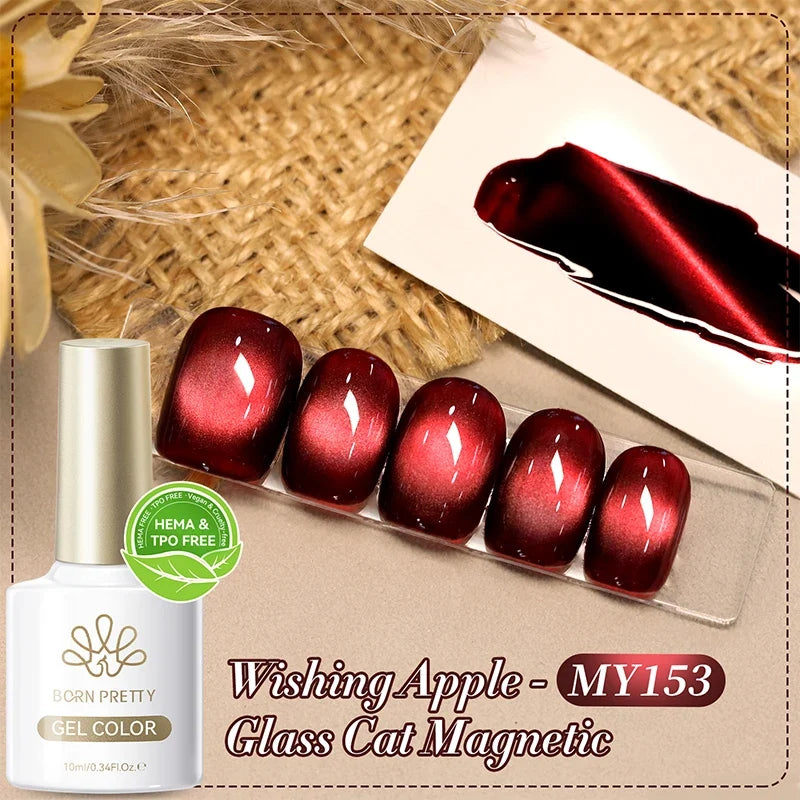 10ml Leopard Cat Magnetic Eye Gel Nail Polish Autumn Night Coffee Brown Glass Beads Soak Off UV LED Manicure Nail Ar