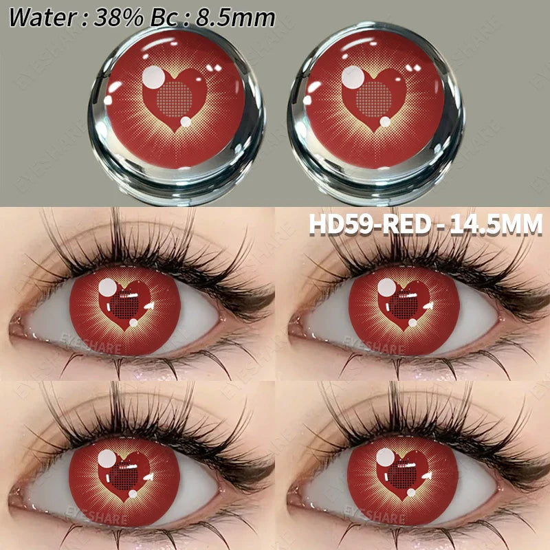1 Pair Colored Contact Lenses Cosplay Colorful Contact Red Eyes Anime Contact Green Lenses Halloween Purple Contact