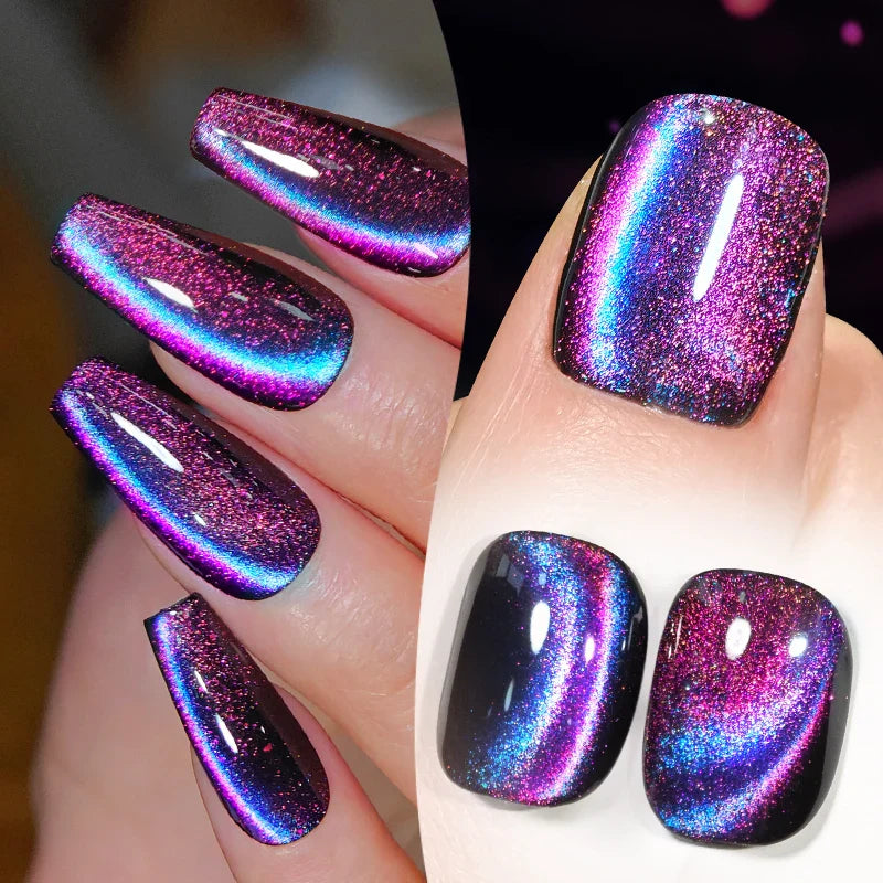 Pink Light Flow Cat Magnetic Gel Nail Polish 10ml Holographics Shining Line Magnetic Long Lasting DIY Salon Varinsh