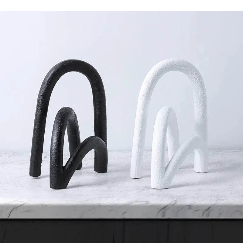 Geometric Arch Shaped Resin Ornaments Desktop Black and White Handicraft Modern Home Decoration