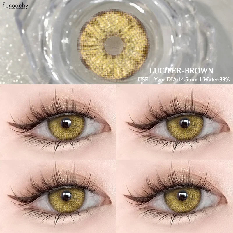 1Pair Natural Brown Contact Lenses for Eyes Colored Lenses Gray Pupils Big Eye Lenses Fashion Beauty Contacts Yearly