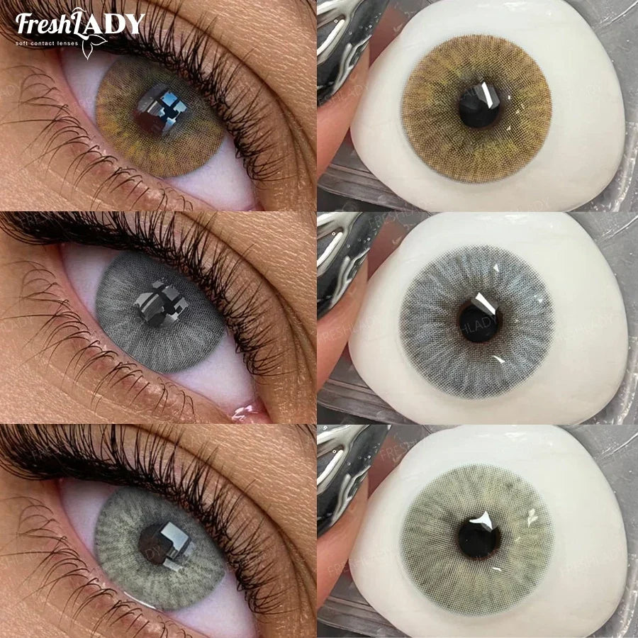 1 Pair Colored Contact Lenses Natural Brown Pupils Eyes Contact lenses Gray Soft Contacts 14.50mm