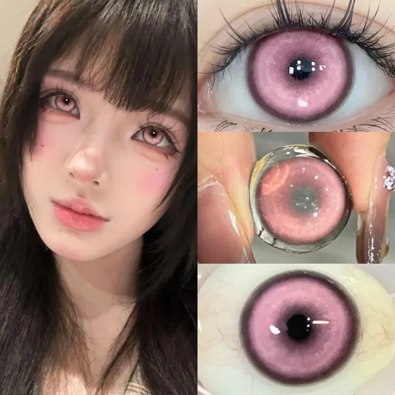 2Pcs Halloween Cosplay Color Contact Lenses for Eyes with Degree Cosmetic Lens Green Eyes Makeup Soft Blue Beauty Pupil