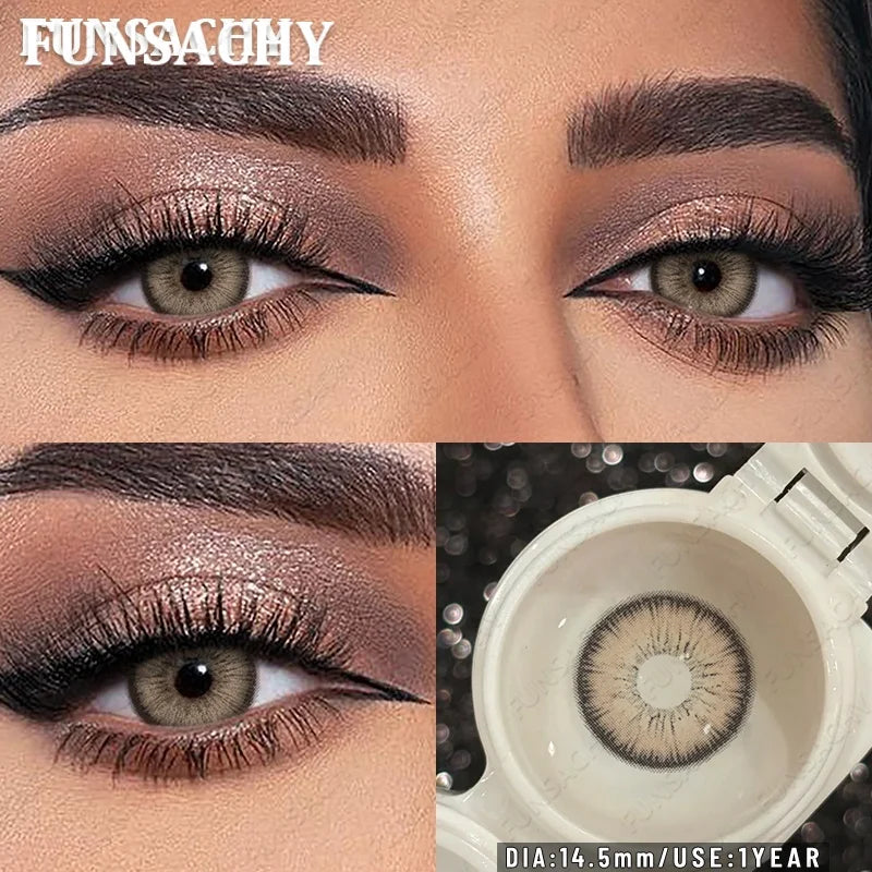 1 Pair Blue Color Contact Lenses for Eyes Women Makeup Pupils Natural Brown Gray Contact Lenses Beautiful Pupils Yearly