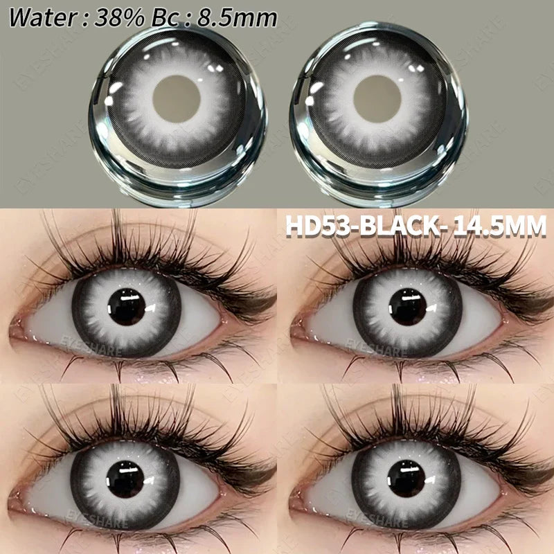 1pair Colored Contact Lenses for Eyes Cosplay Contact Lens Halloween Eyes Lens Yearly Use Eye White Lenses Black Lenses